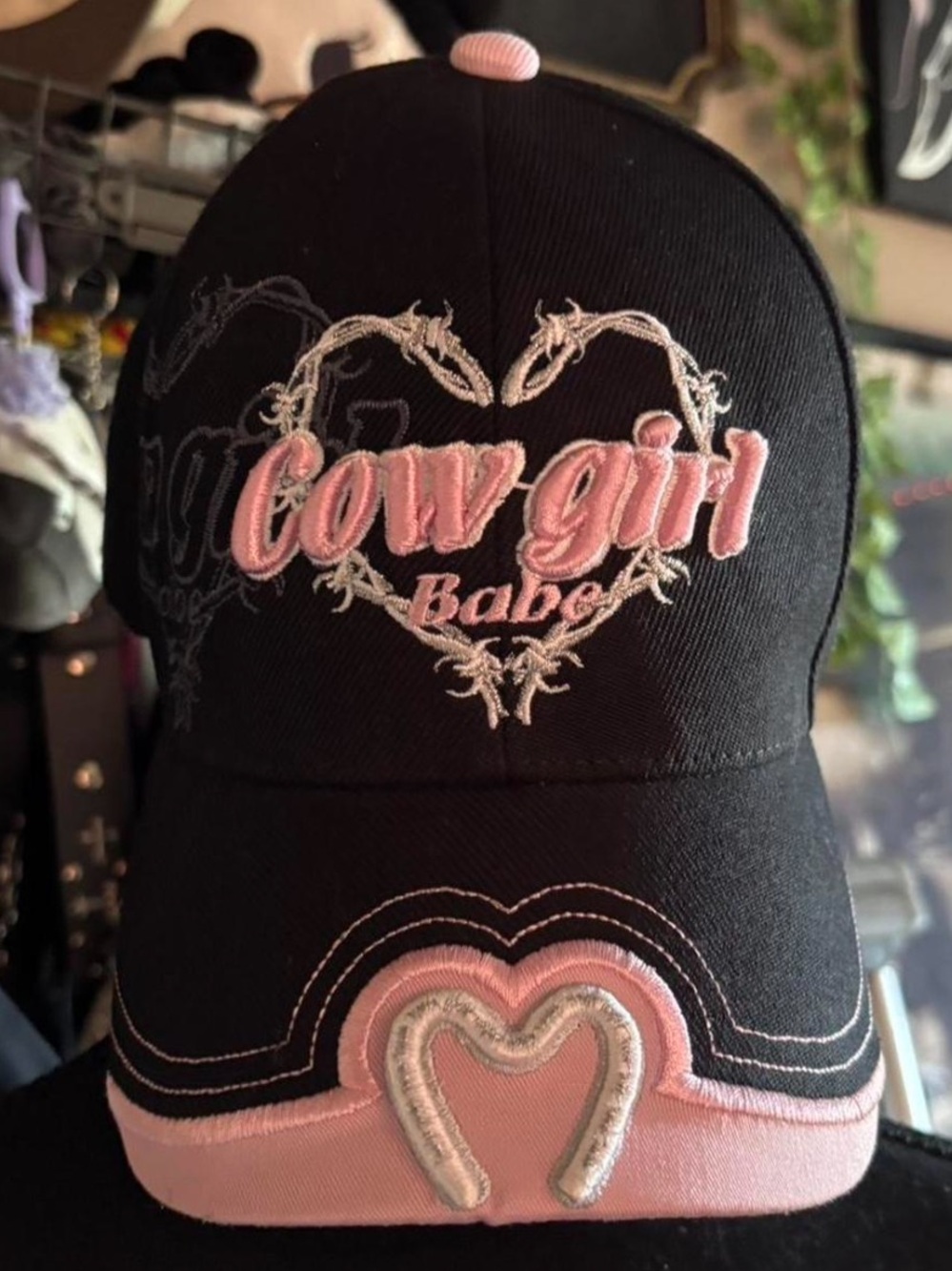 Cowgirl Babe Black & Pink Embroidered Cap